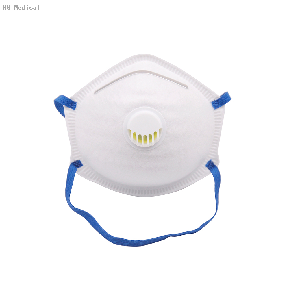 Cup Shape FFP2 respirator with valve blue headbands