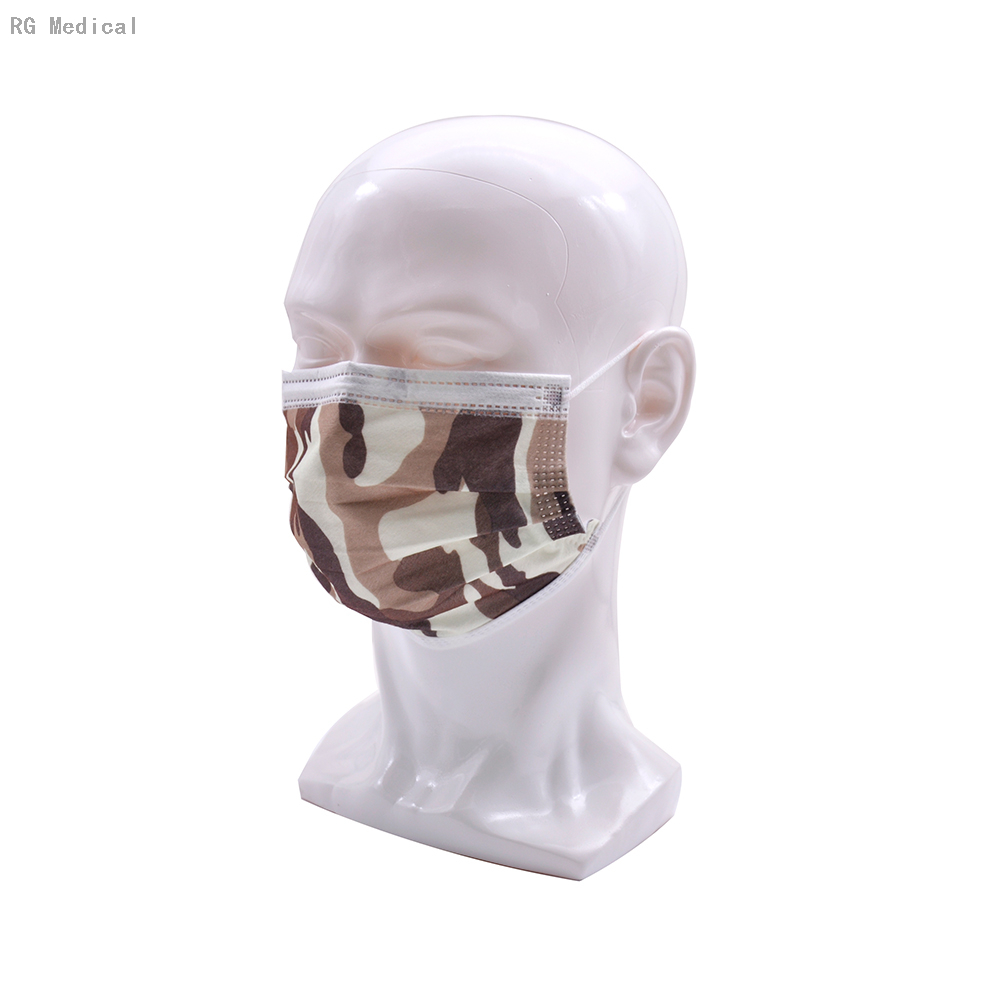 Disposable 3 Ply Brown Camouflage Cover for Millitary Face mask 
